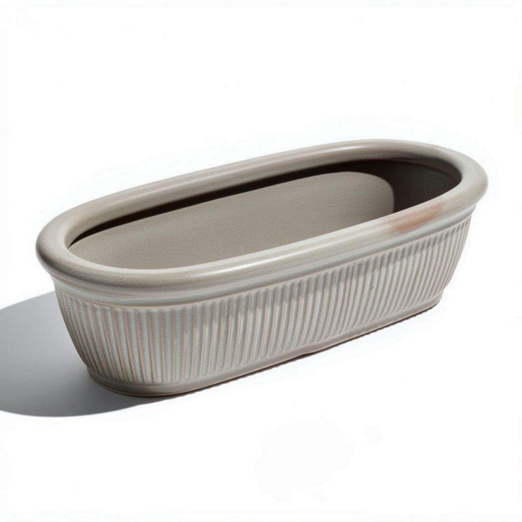 Doniczka ceramiczna na kwiaty do ogrodu w kolorze szarym - 30 x 15 x 10cm