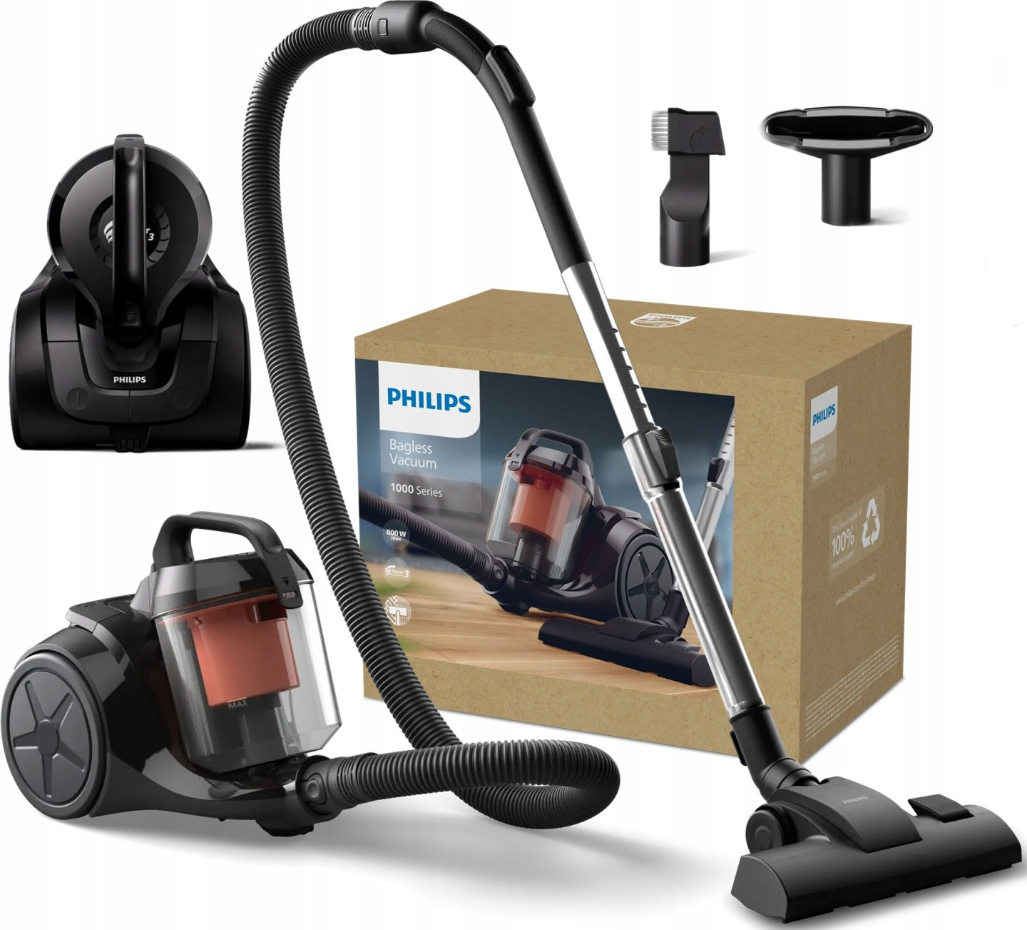 Odkurzacz bezworkowy Philips Seria 1000 800W 1,3L HEPA mocny cichy(Odkurzacz bezworkowy Philips Seria 1000 800W 1,3L HEPA mocny cichy)