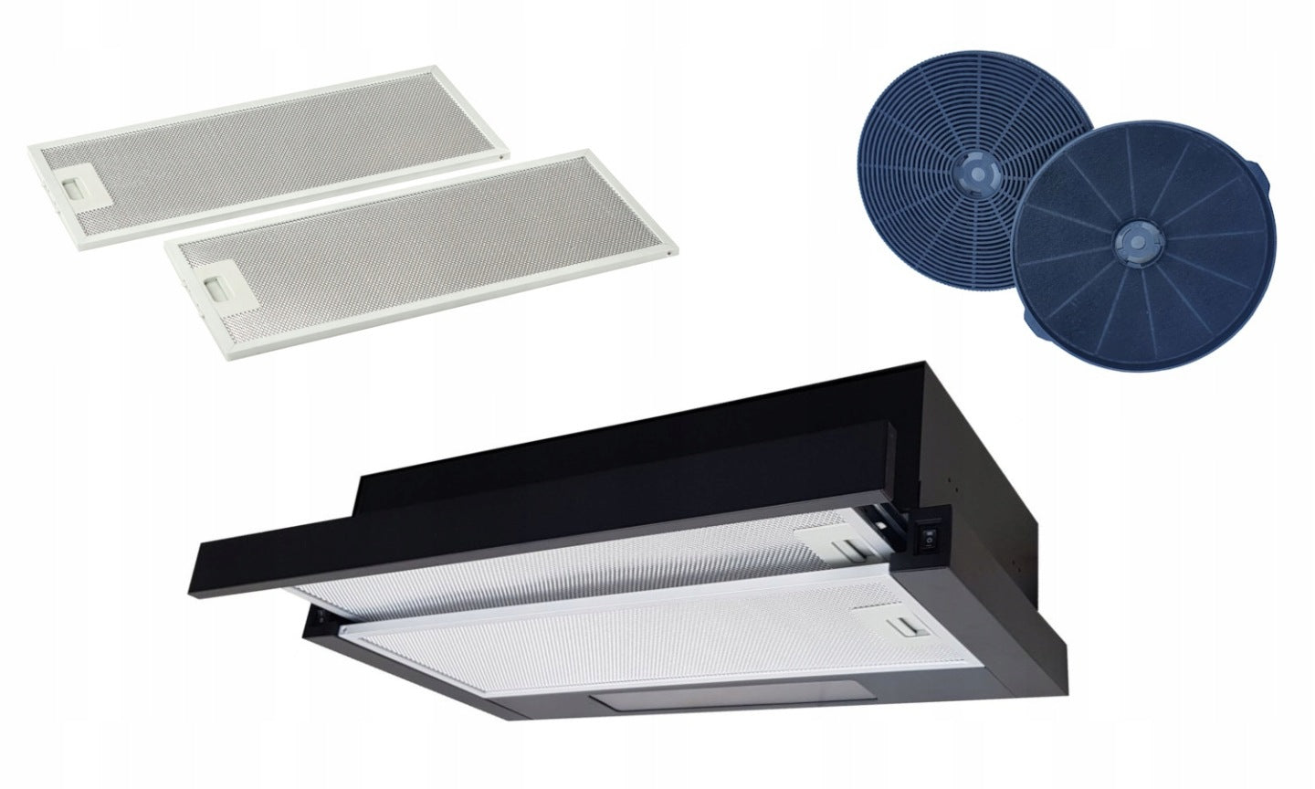 Okap kuchenny węglowy teleskopowy podszafkowy Arset Marin 50cm +FILTR, LED(49,5 cm)