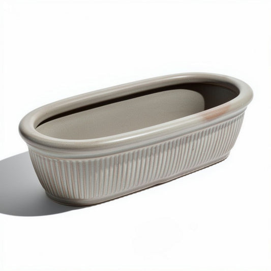 Doniczka ceramiczna na kwiaty do ogrodu w kolorze szarym - 30 x 15 x 10cm